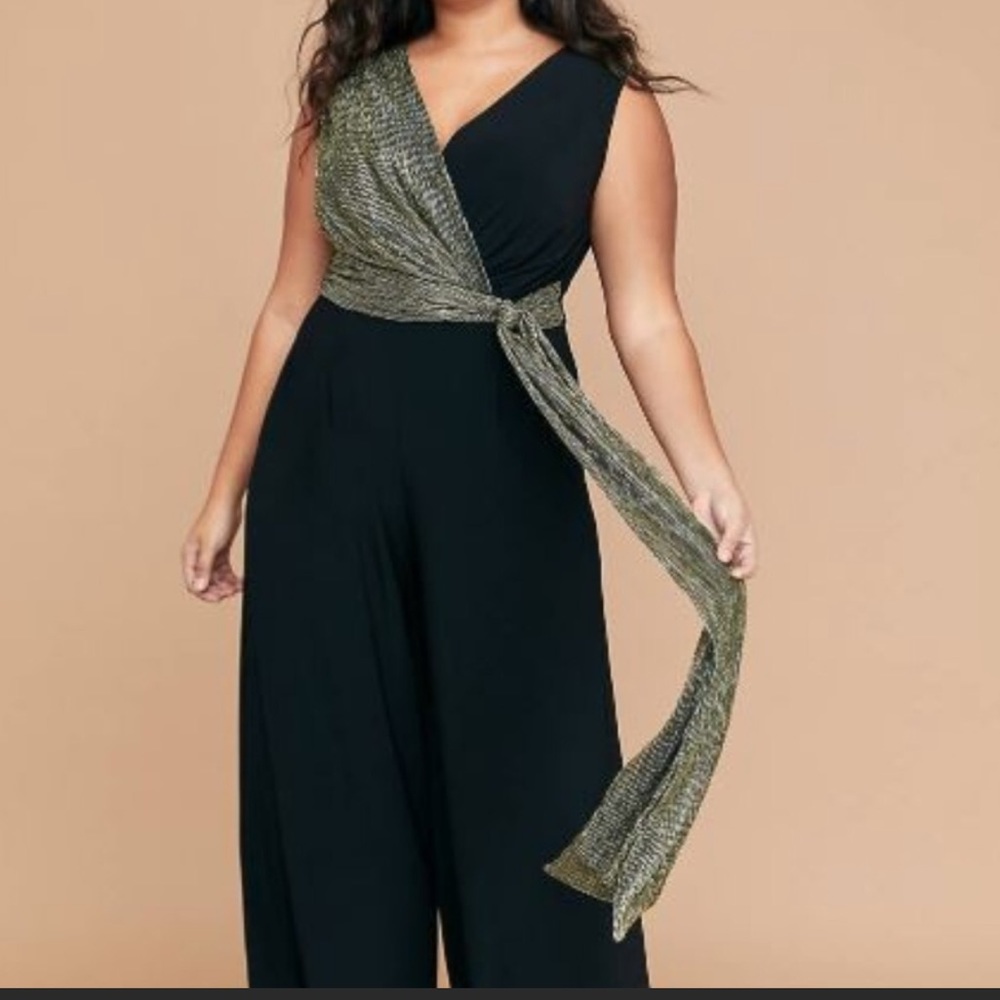 Lane Bryant Black and Gold Jumpsuit